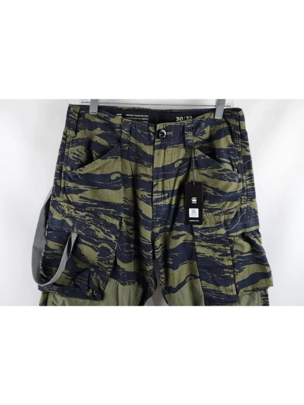 G Star RAW Pants Mens 30x32 Tiger Camo 3D Tapered Cargo 2.0 Vintage Ripstop NWT